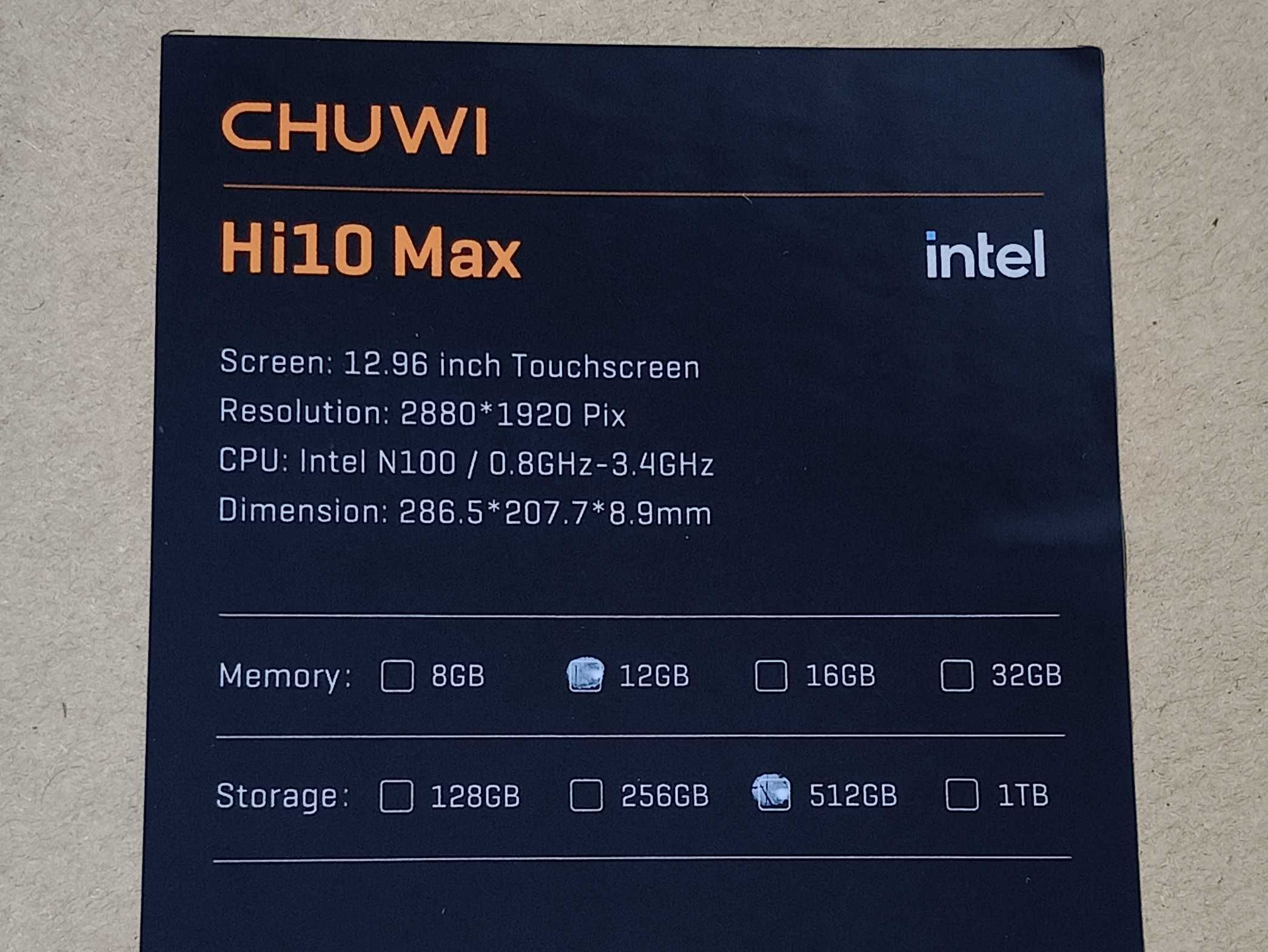 Tablet 2-em-1 Chuwi Hi10 Max - Windows 11, 512GB SSD, 12GB RAM, Stylus