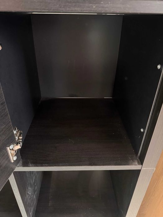 Regał ikea Kallax czarny z wkładami