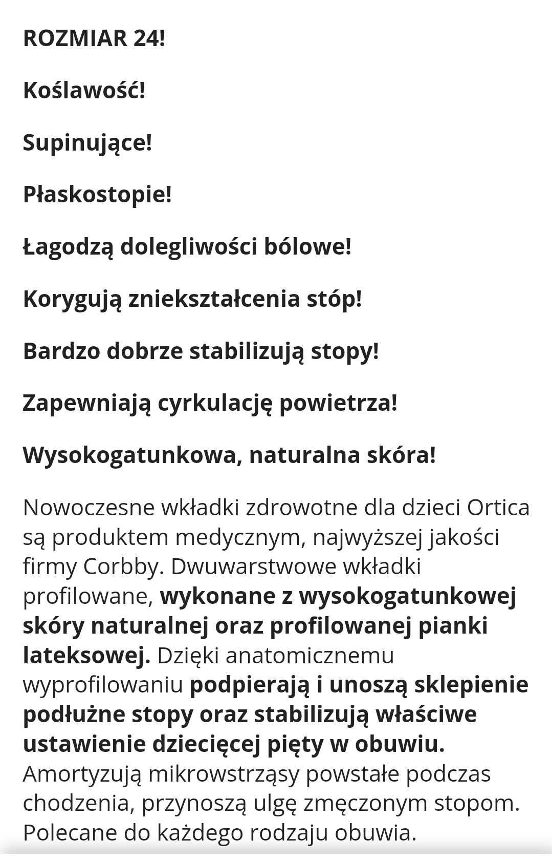 Wkładki ortopedyczne do butów r. 24