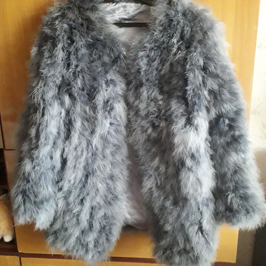 Шуба с перьев страуса. Тедди.