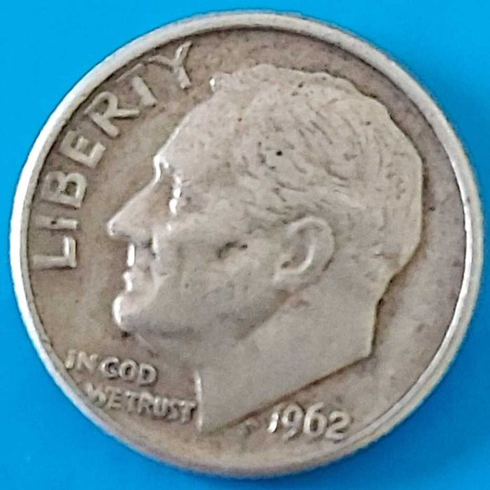 One Dime de 1962 *D*  dos USA Franklin Roosevelt Prata