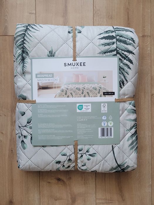 NOWA narzuta na łóżko Smukee Home 220x200cm kremowa w liście