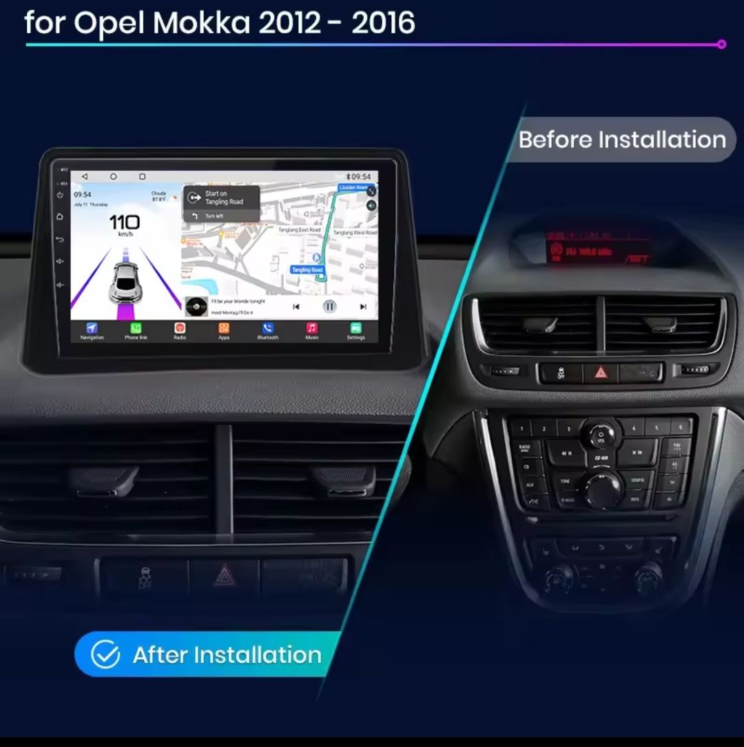 Rádio android 9" Opel Mokka 2012-16 Carplay GPS WiFi 1/32GB + CANBUS