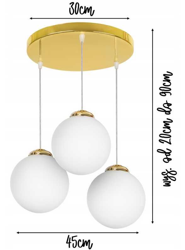 LAMPA wisząca Polska ŻYRANDOL Nowoczesna ZŁOTA 3 Kule