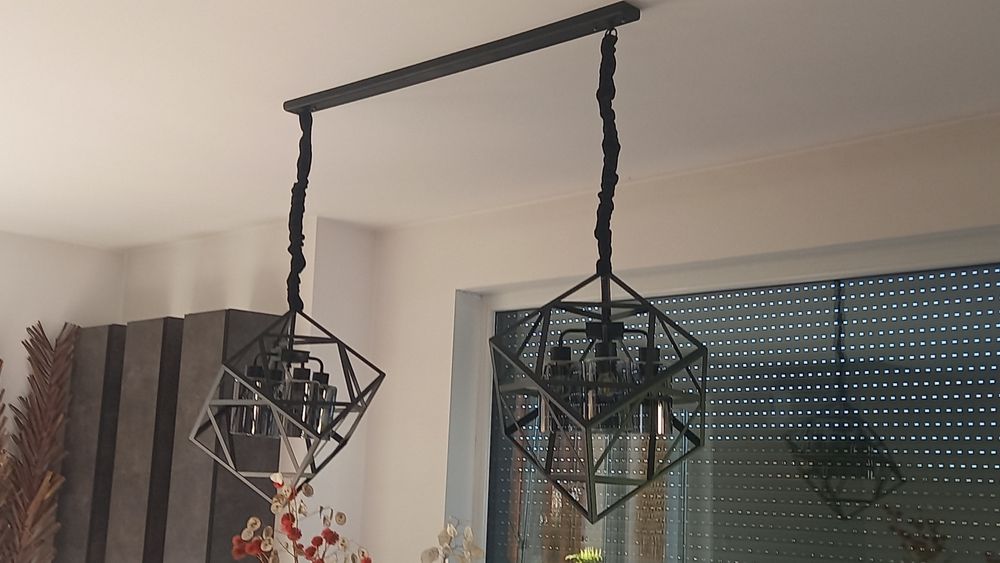 Zestaw komplet lamp żyrandoli jadalnia salon loft piękne eleganckie