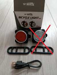 Oświetlenie rowerowe lampka akumulatorowa czerwona na USB 4 tryby