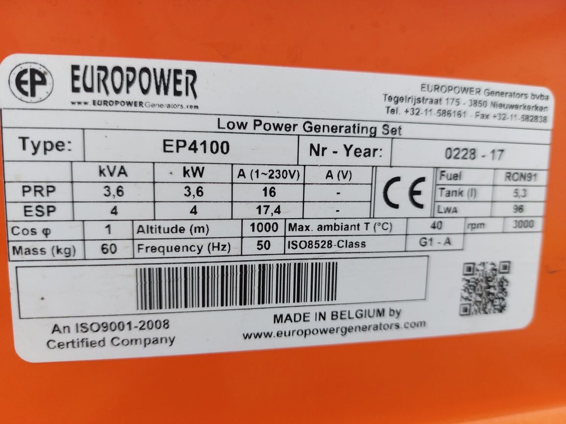 Agregat prądotwórczy Europower EP4100