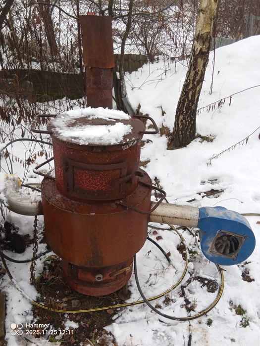 Sprzedam piec z grubej blachy z nadmuchem do garażu