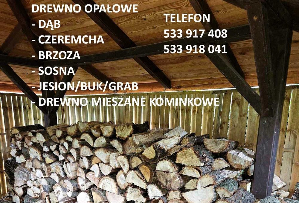 Drewno opałowe sosna dąb jesion buk wałki cięte rąbane
