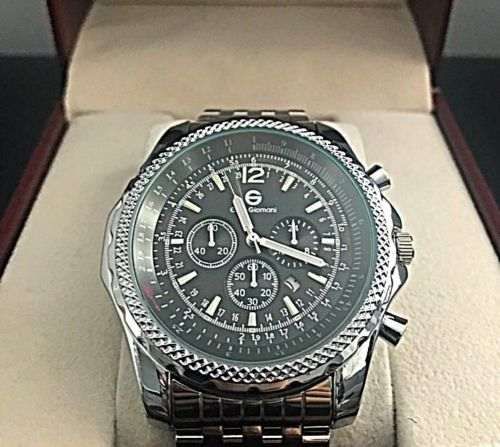 enzo giomani eg0012 sirius lv (relógio) silver bracelet/black dial