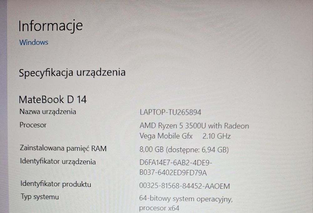 Huawei matebook d14 RAM-8GB SSD-512GB ver 2020 Windows 11