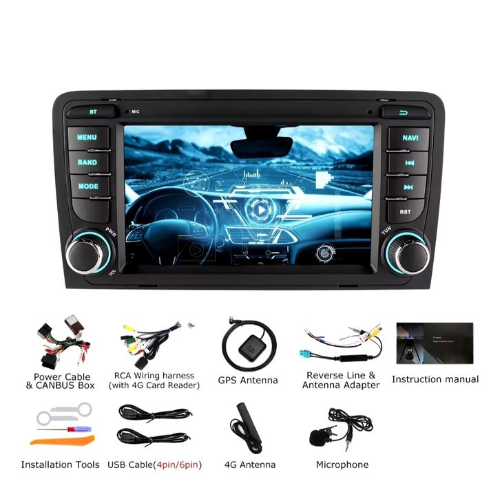 Radio 2 DIN Android Audi A3 8P 8GB RAM/128GB ROM