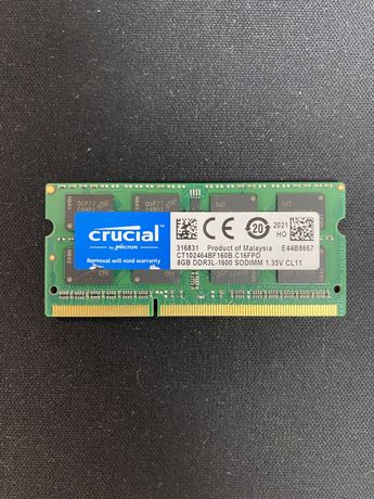 Оперативна пам‘ять для ноутбука Crucial 8 GB DDR3L - 1600