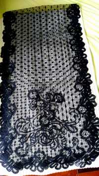 Ажурная шаль палантин шарф черный платок хустка