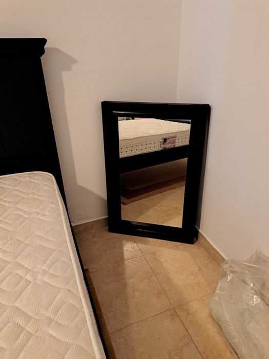 espelho de quarto em madeira, cor castanho