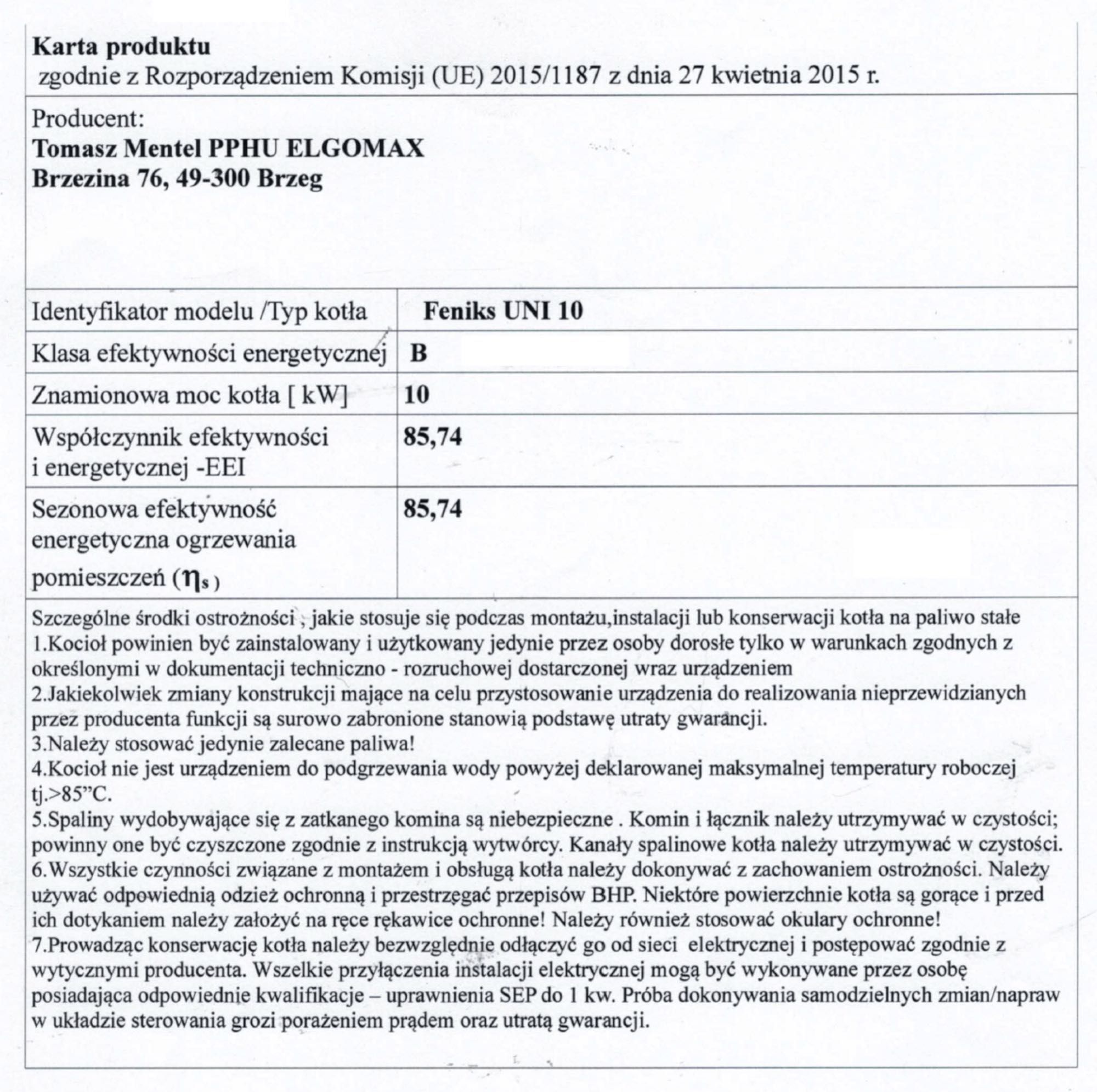 Kocioł zasypowy Feniks UNI 10 kW - nowoczesne i ekologiczne ogrzewanie