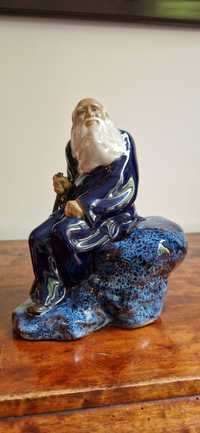 Rzezba figura ceramiczna szkliwiona Mnich Medrzec Chiny Budda Orient