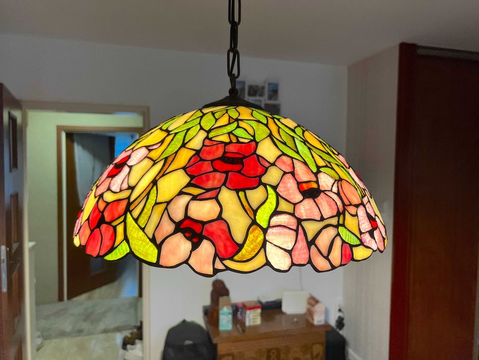 Żyrandol lampa wisząca - Tiffany - witrażowa, kwiaty
