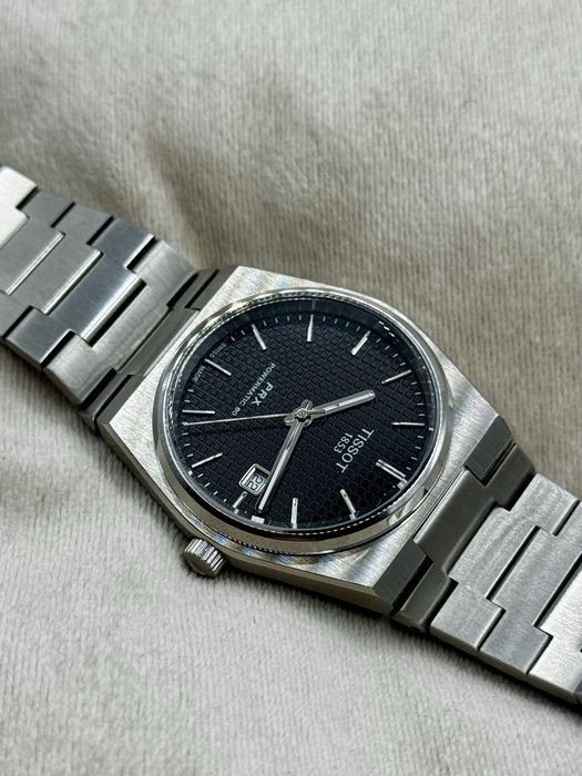 Tissot prx 40 powermatic 80 srebrny czarna tarcza męski