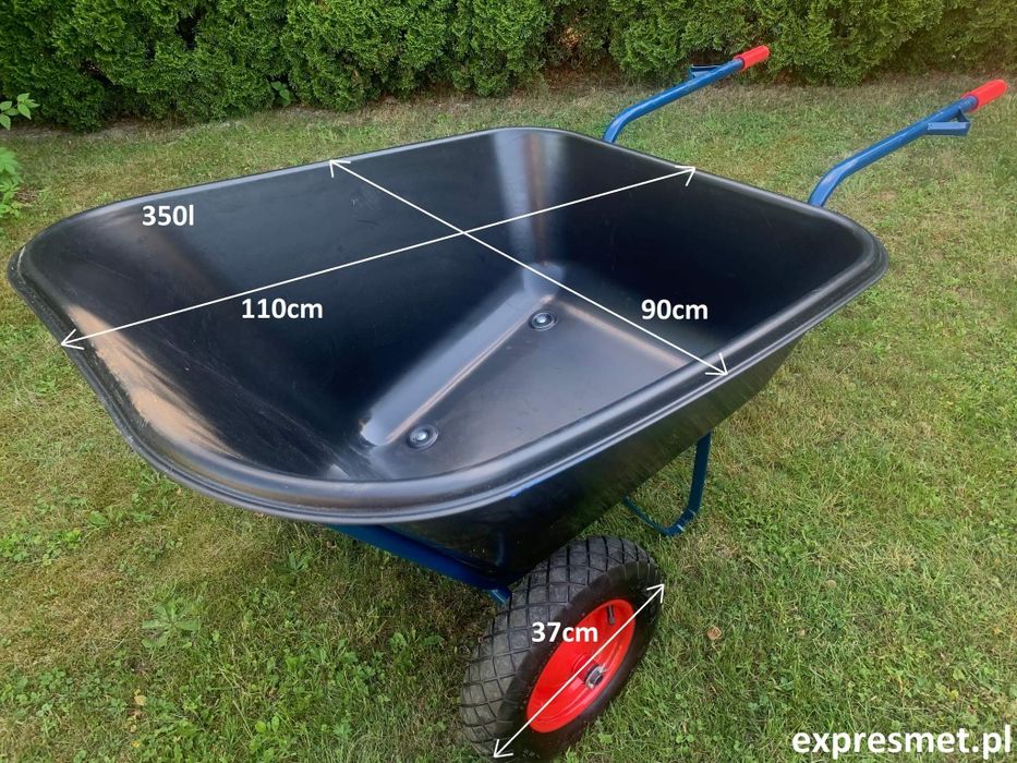 Polski Wózek Paszowy Japonka Taczka dwukołówka 350L, koła wzmocnione