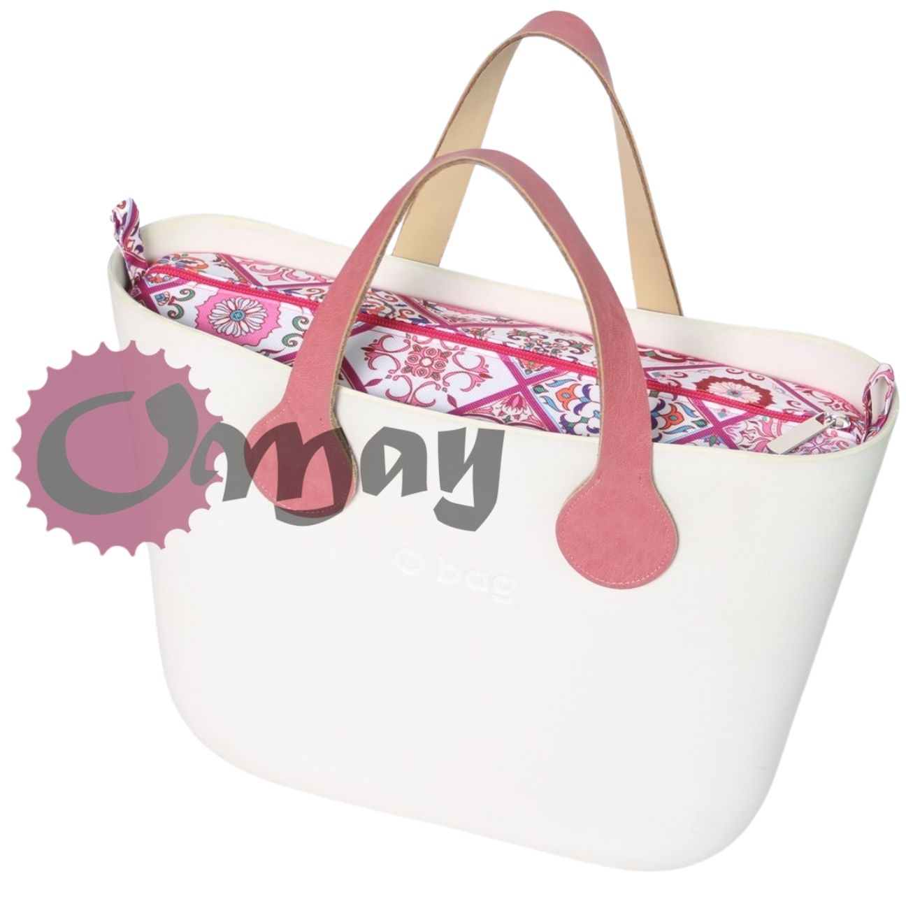 Różowy Organizer do OBAG MINI kafelki róż 2 kieszenie wkład OMAY