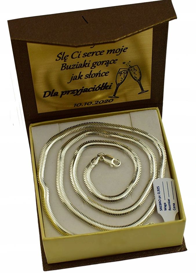 Łańcuszek Srebrny 3,40 mm Wąż Damski  pr 925 Grawer Gratis