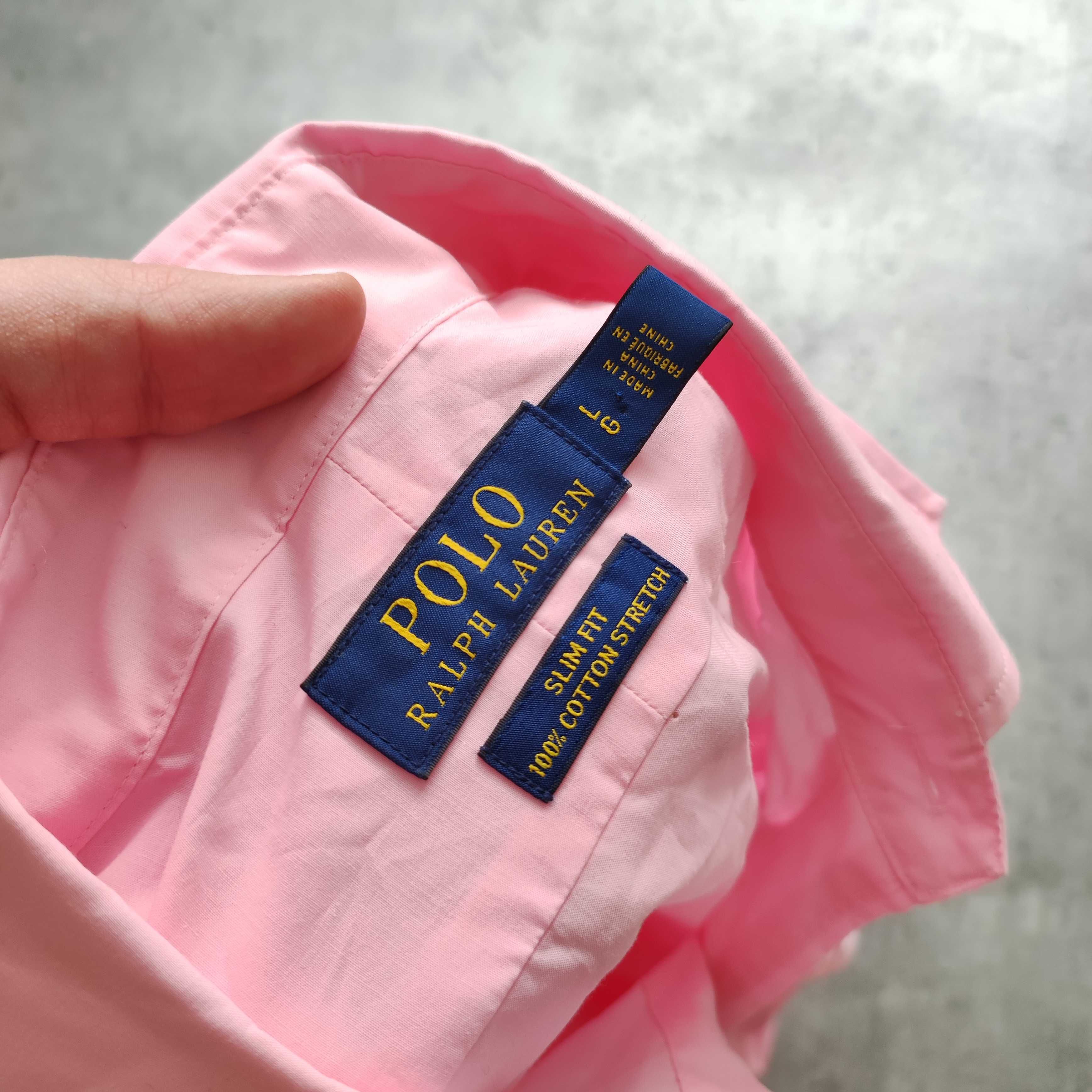 MĘSKA Koszula Elegancka PREMIUM Polo Ralph Lauren Różowa Haft Konik