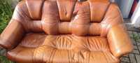 Komplet wypoczynkowy skóra dąb drewno skórzana 3+1+1 sofa fotele kanap