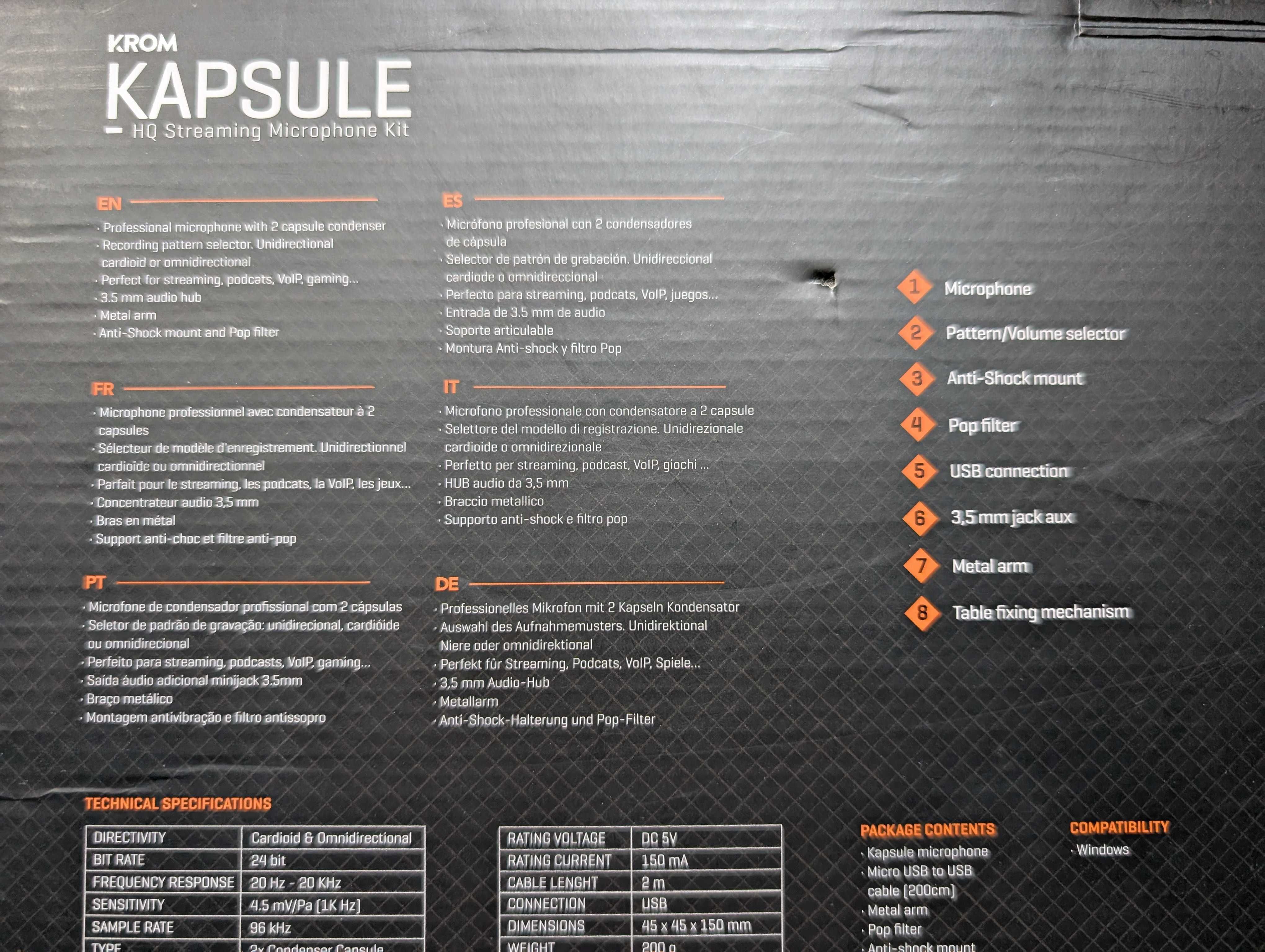 Microfone Krom Kapsule HQ Streaming — Como Novo, na Caixa