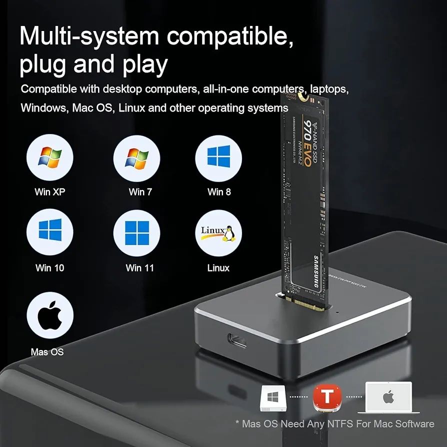 Zoravson USB C M.2 NVME SATA SSD Enclosure Adapter, USB 3.1 Gen 2 10 G