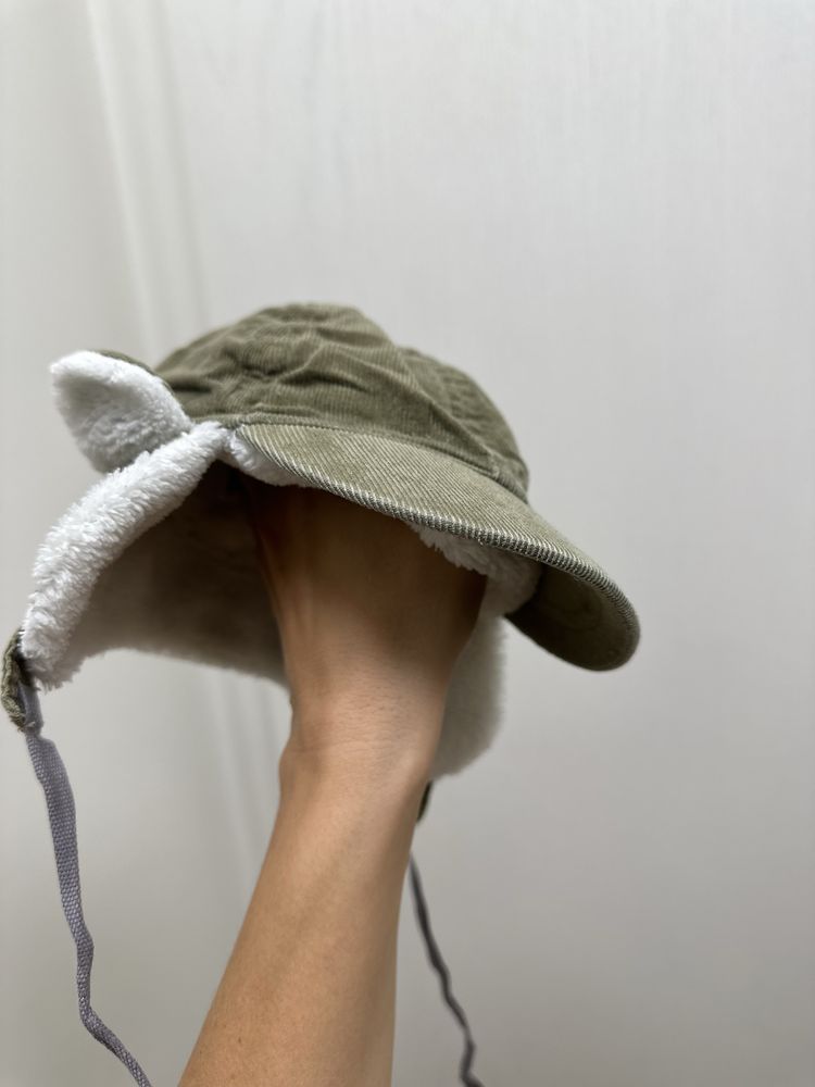 Marks&Spencer Uszatka ocieplana uszy daszek 3-6 m-cy khaki zielona