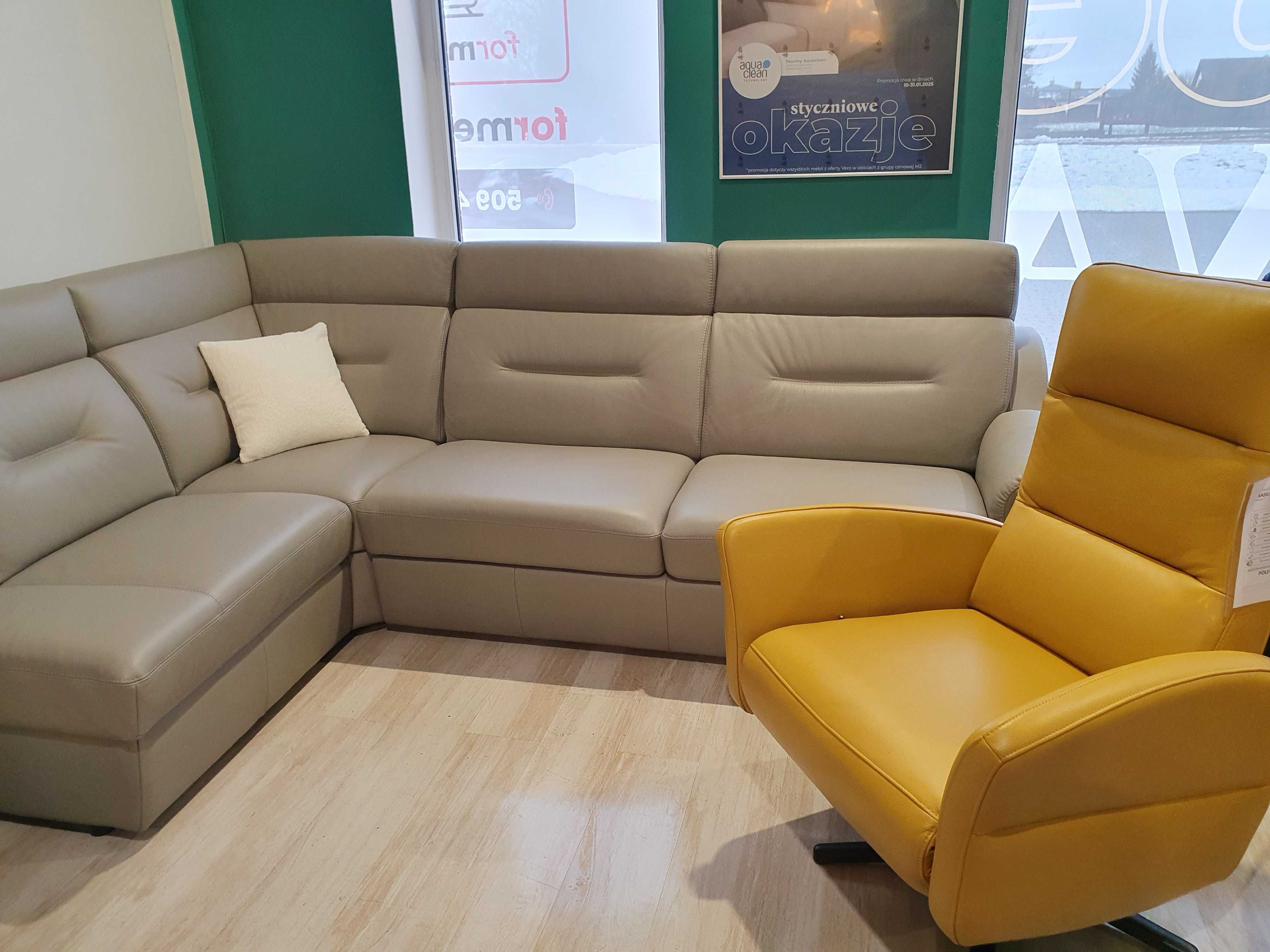 PAPAVERO NAROŻNIK z funkcją spania skórzany-VERO Promocja 20%