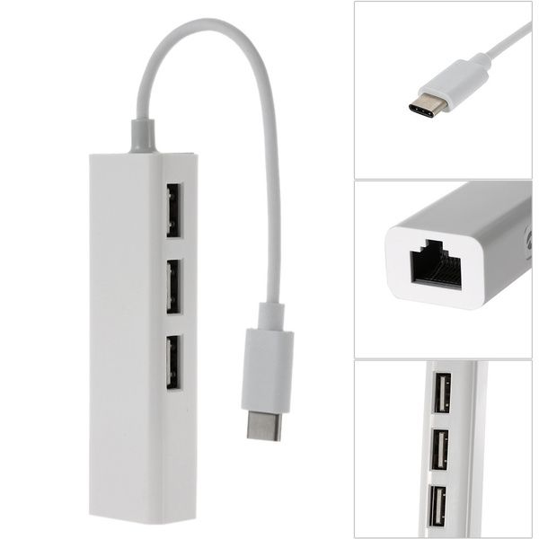 Z566 Adaptador USB-C - RJ45 + 3X USB Macbook Air Pro & PC