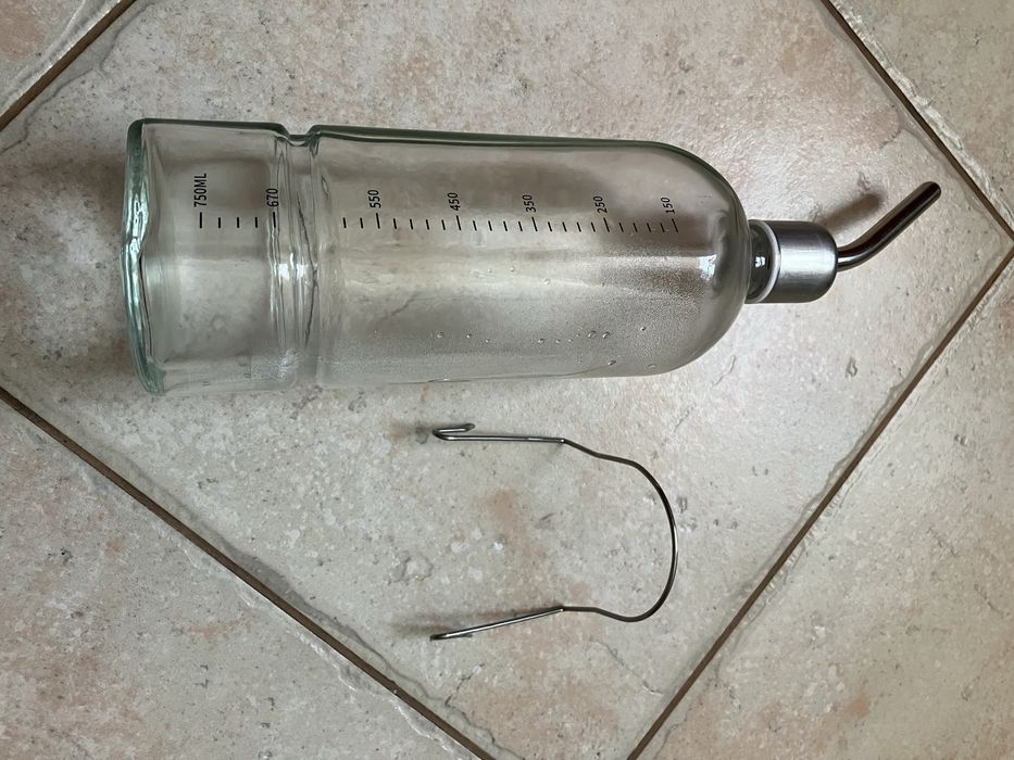 Poidło poidełko duże szklane dla zwierząt domowych, z zaworem kulkowym