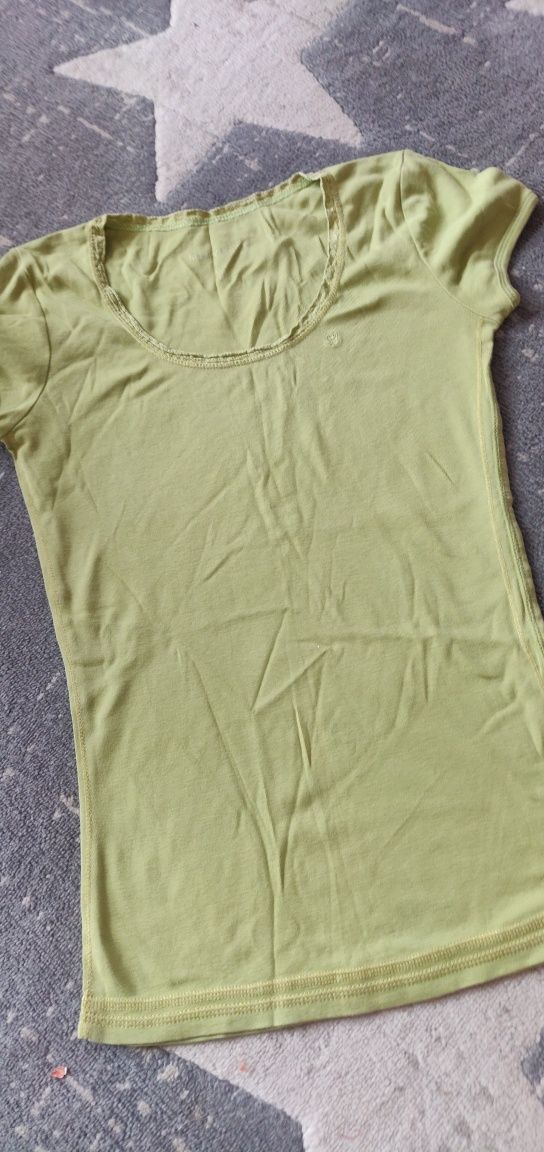 Reserved t-shirt damski S / XS koronka limonka bawełna