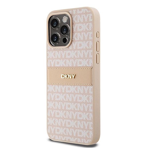 Etui DKNY Leather Mono Stripe & Metal Logo na iPhone 15 Pro Max - różo