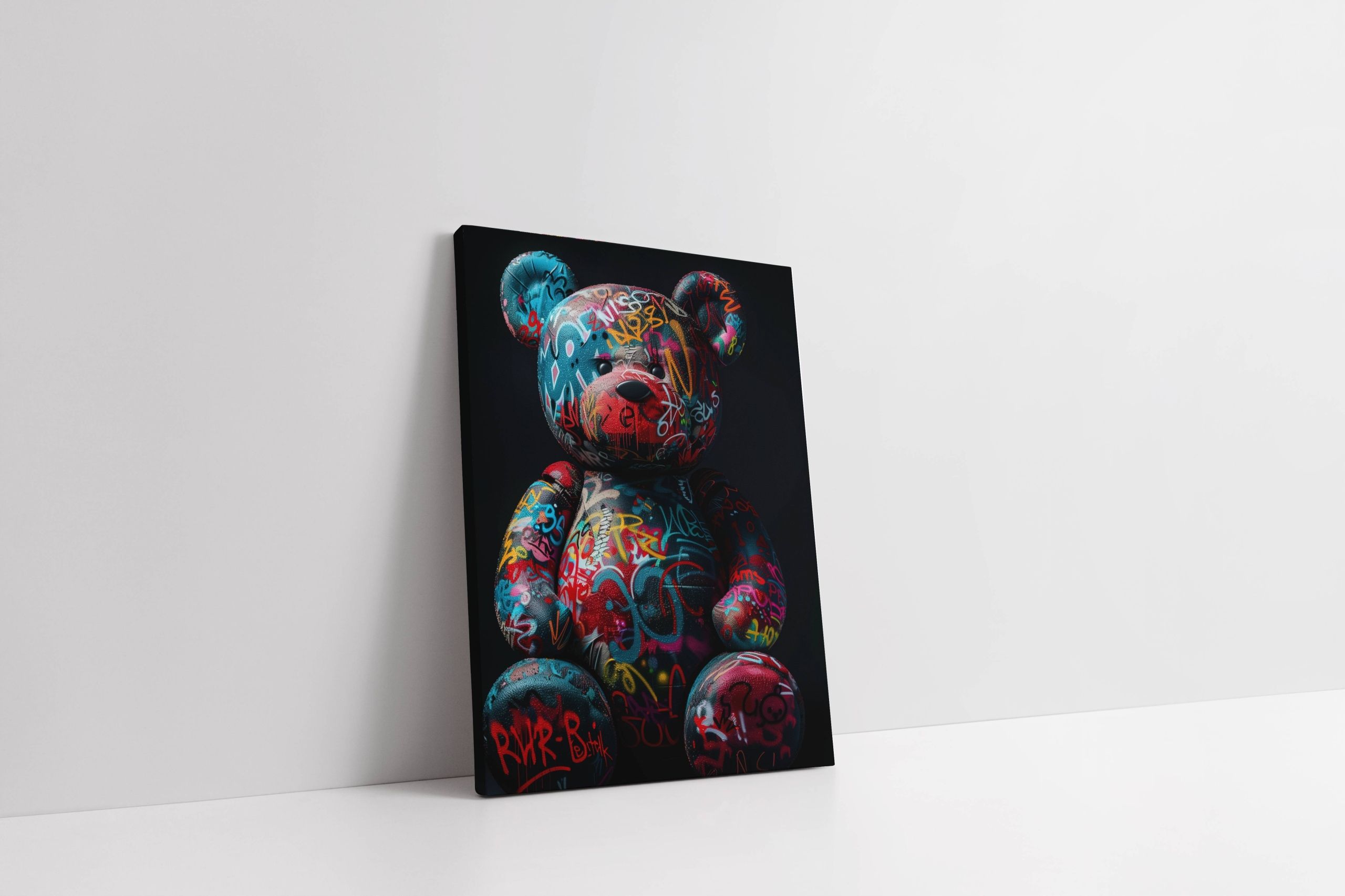 Obraz na płótnie "Grafitti Miś" 75x100 cm – Nowoczesna sztuka uliczna