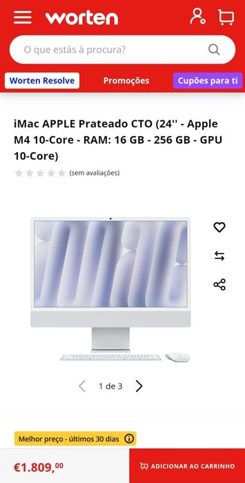 iMac M4 24" 16GB 256GB NOVO. Troca/retoma. Fatura, garantia, mouse key