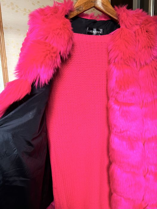 Желет меховий яскравий рожевий фуксія