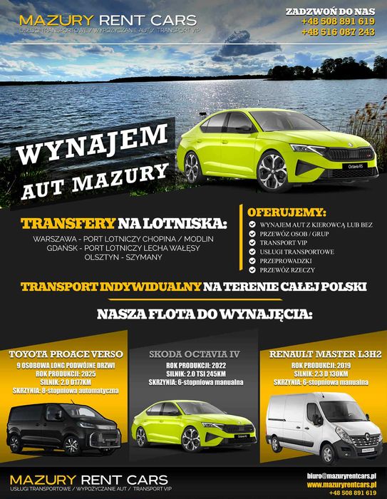 Wynajem busów 9 os. i dostawczych atrakcyjne ceny!