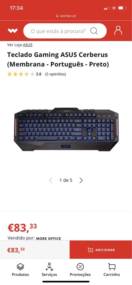 Teclado Gaming CERBERUS como Novo