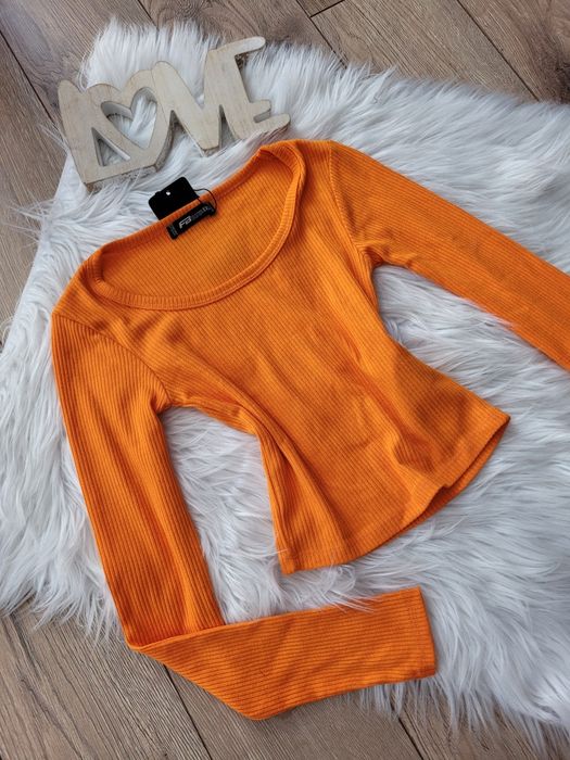 Pomaramczowa bluzka prążek xxs