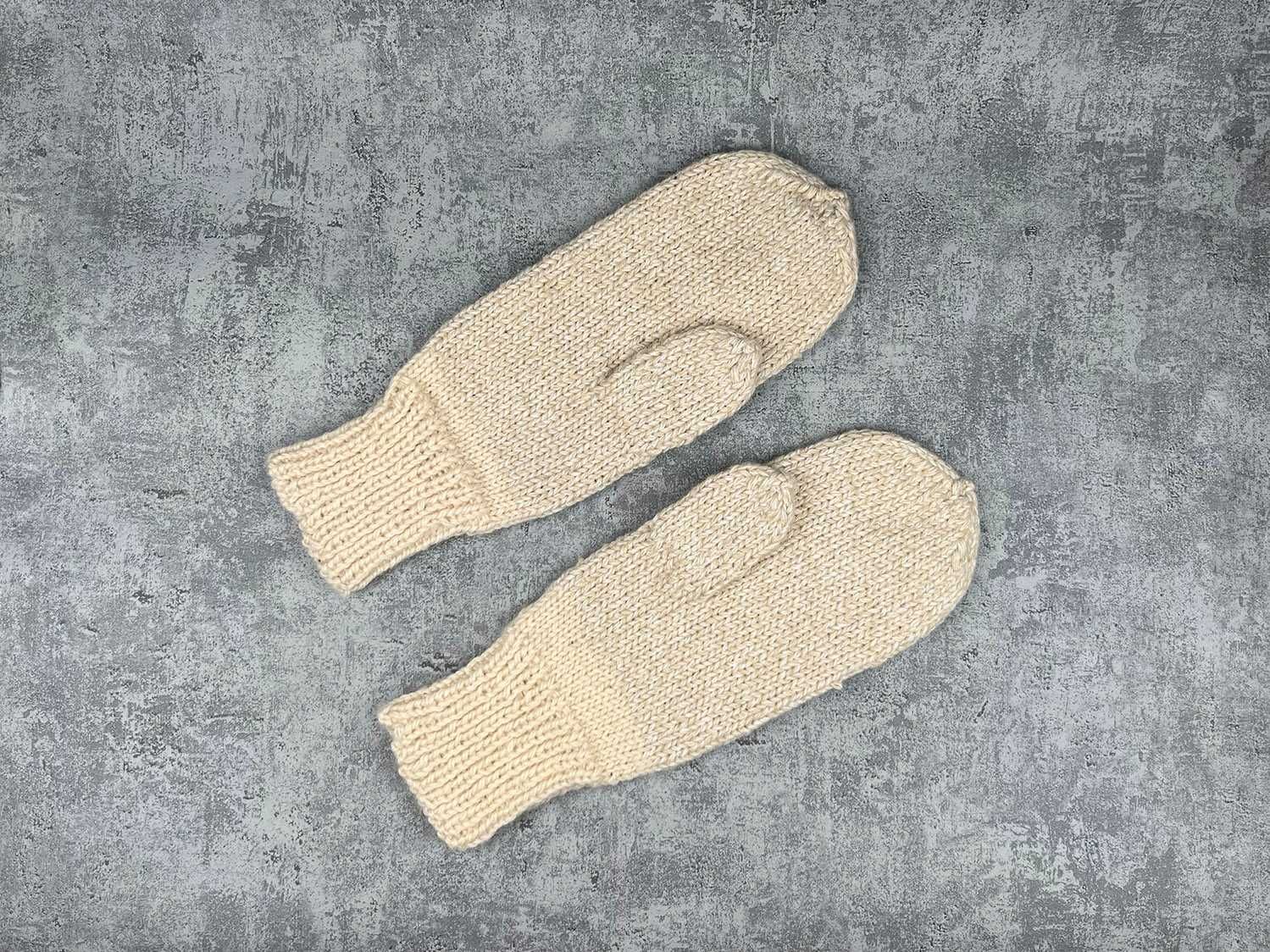 NOWE rękawiczki dziergane wełniane beżowe kremowe wełna unisex