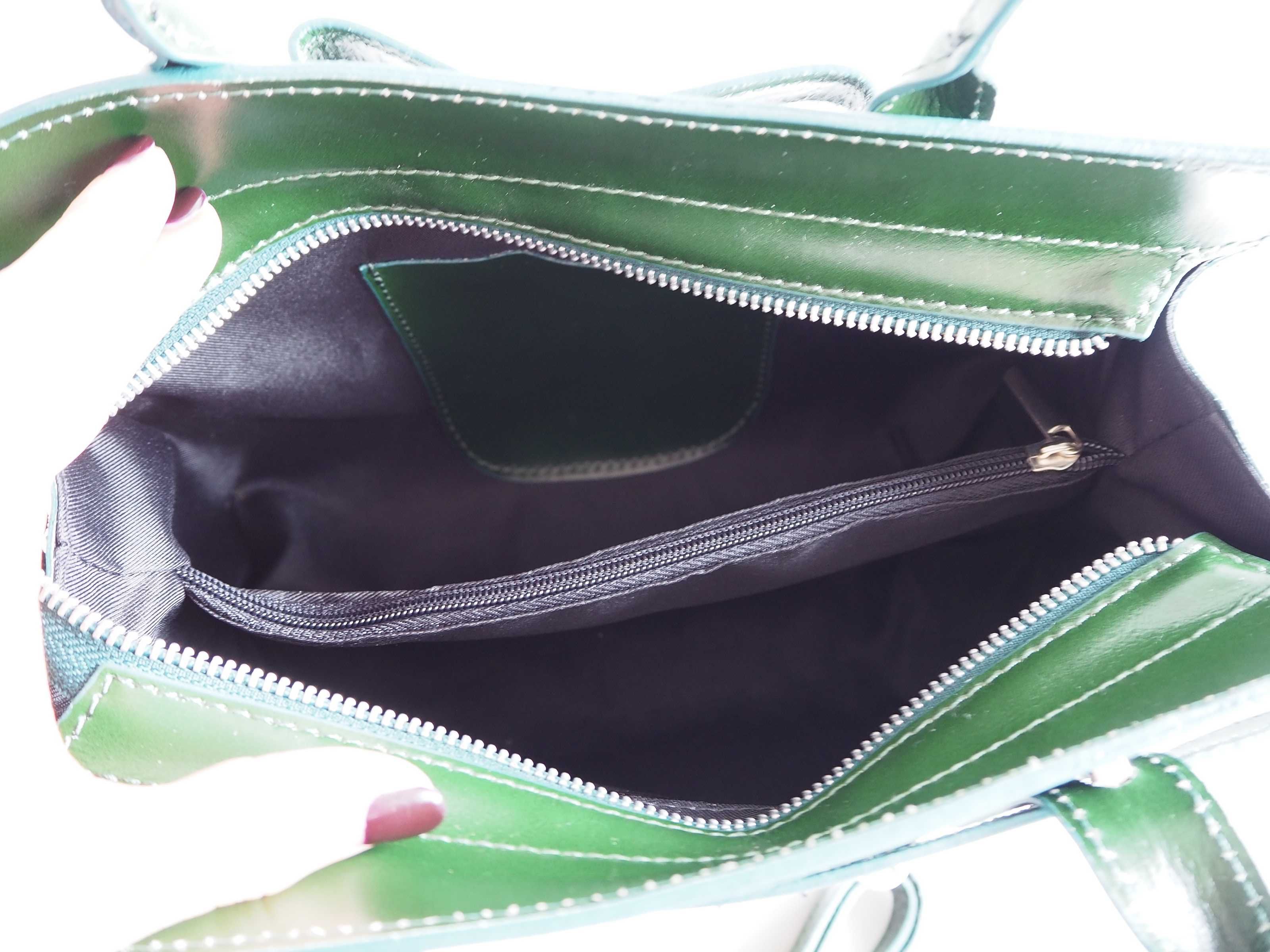 Bolsa elegante de couro genuíno verde para mulher fabricada na Itália