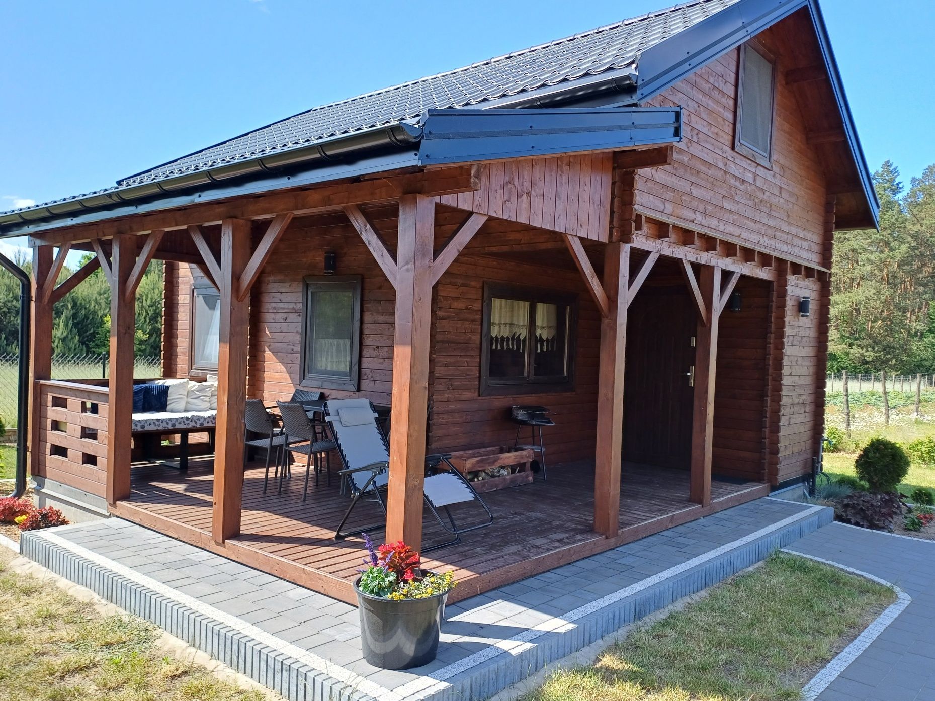Domek drewniany z kominkiem, SAUNA