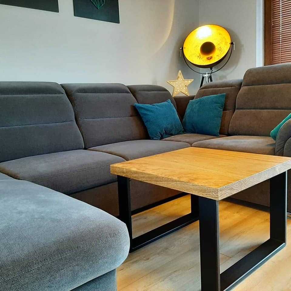 Blat dębowy - zrób stolik loft, lite drewno dębowe, malowany - 65x65cm