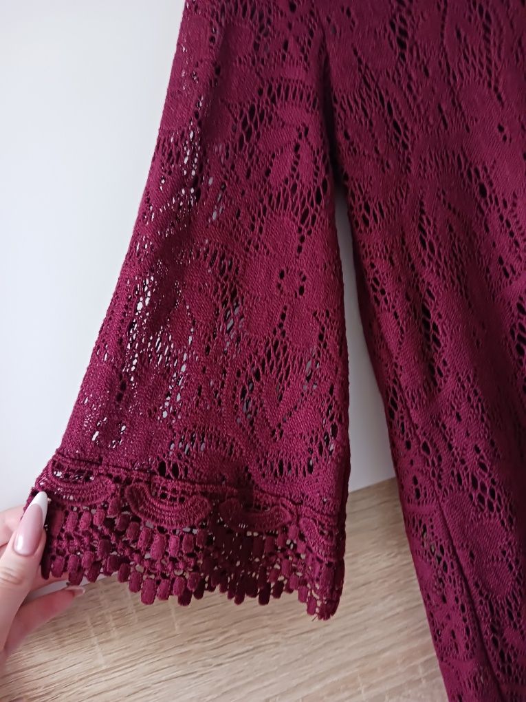 Piękna bordowa koronkowa sukienka h&m divided rozmiar 38 m