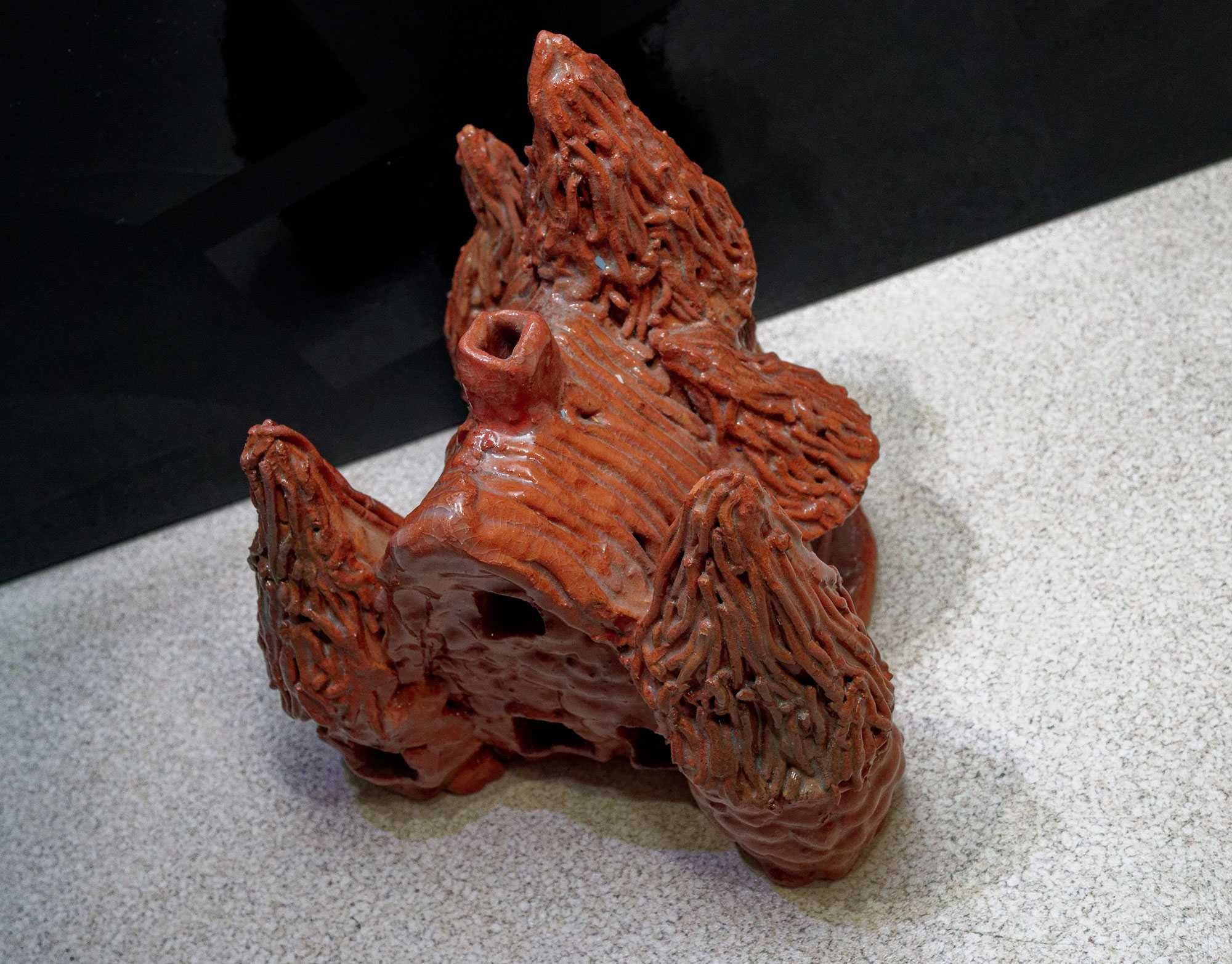 Figurka domek kominek świecznik gliniany naturalny tealight