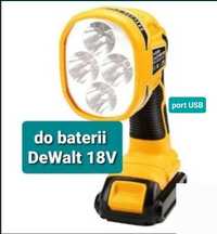 Reflektor lampa latarka robocza Led do baterii Dewalt port USB