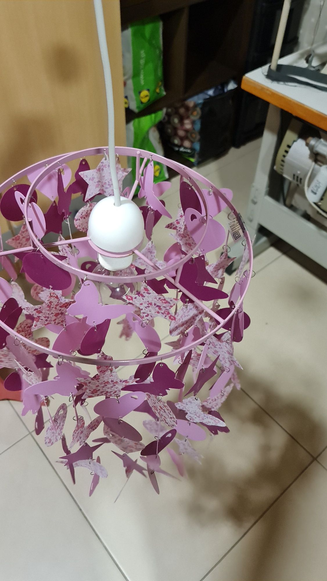 Candeeiro cor de rosa
